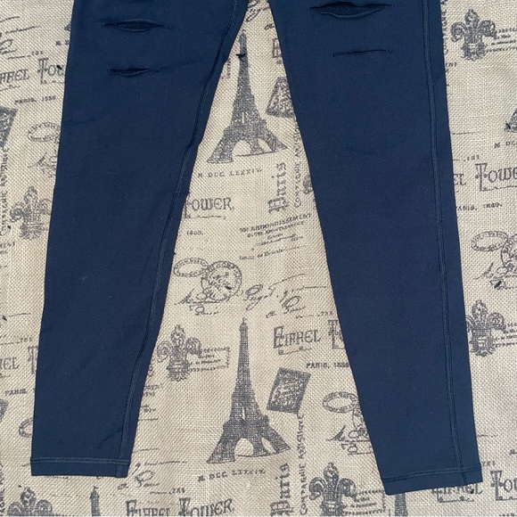 Nancy Rose Performance Black Ripped Slits High Rise Front Pocket Legging Size 6 - Picture 3 of 16